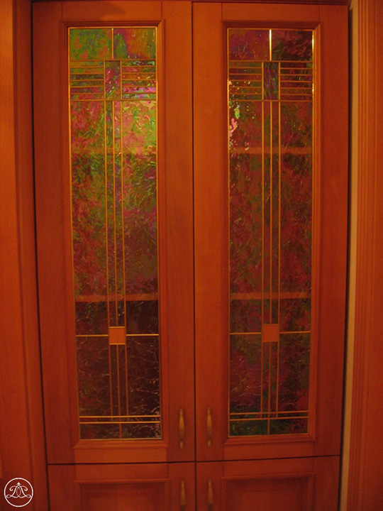 Дверной витраж стекло с ирризацией